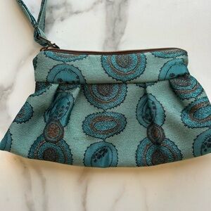 Maruca Unique Teal printed wristlet Clutch
